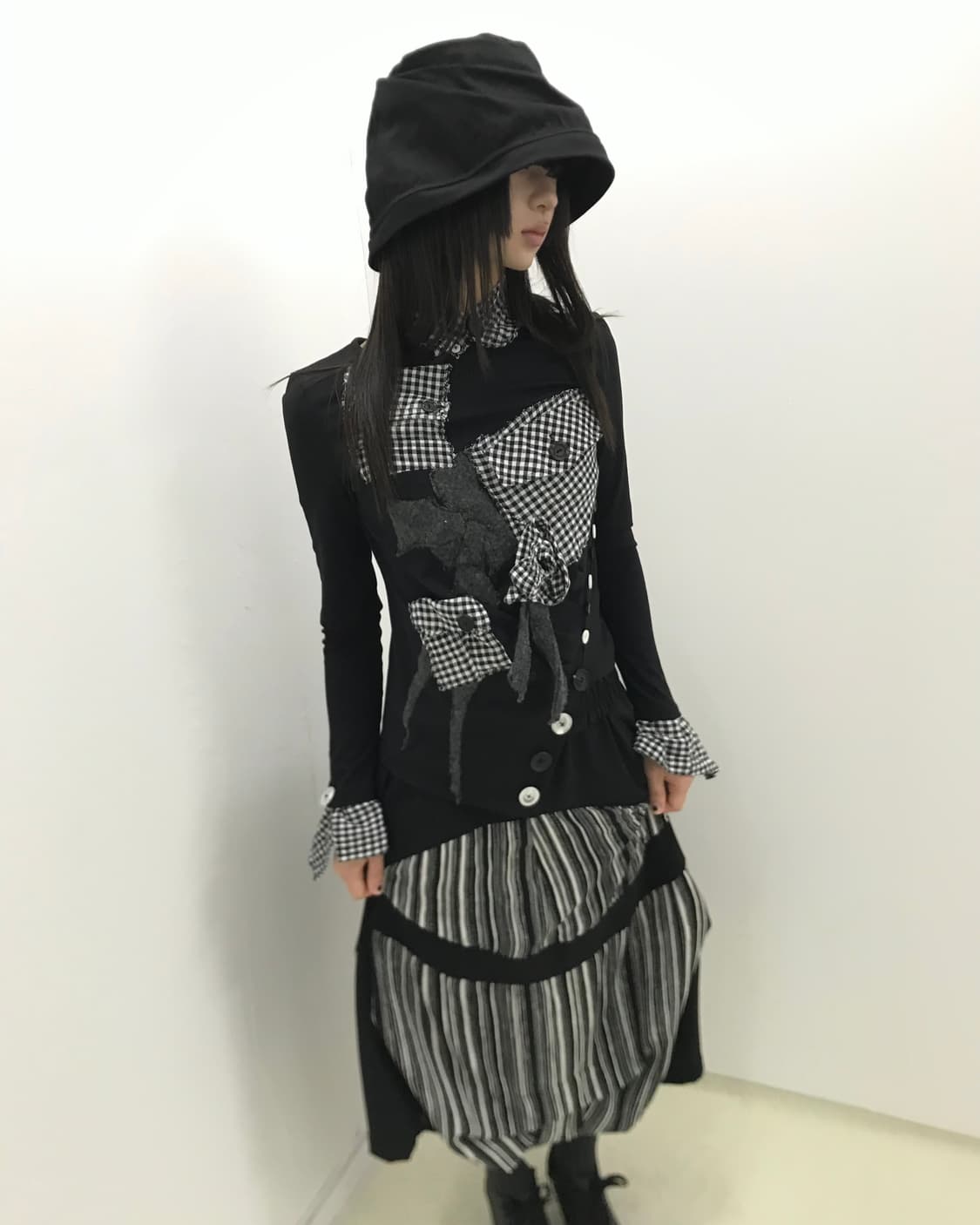 Custom🐾)Gingham check point collar top 상품이미지6