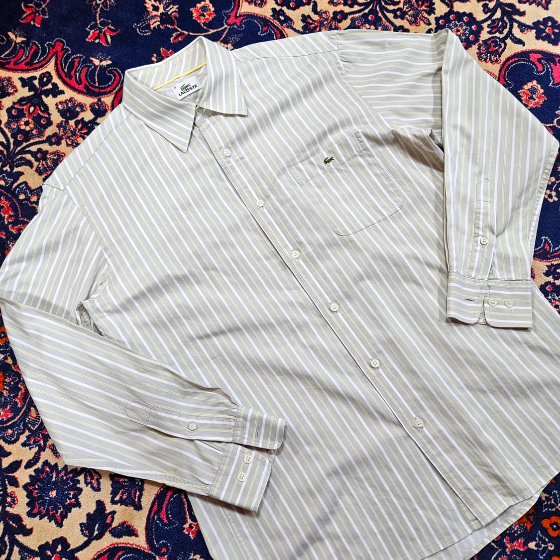 라코스테(Lacoste) 시그니쳐 패치 스트라이프 셔츠  상품이미지1