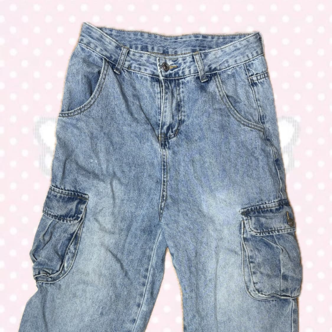 데일리 y2k 워싱 데님 카고 와이드 카고팬츠 상품이미지2