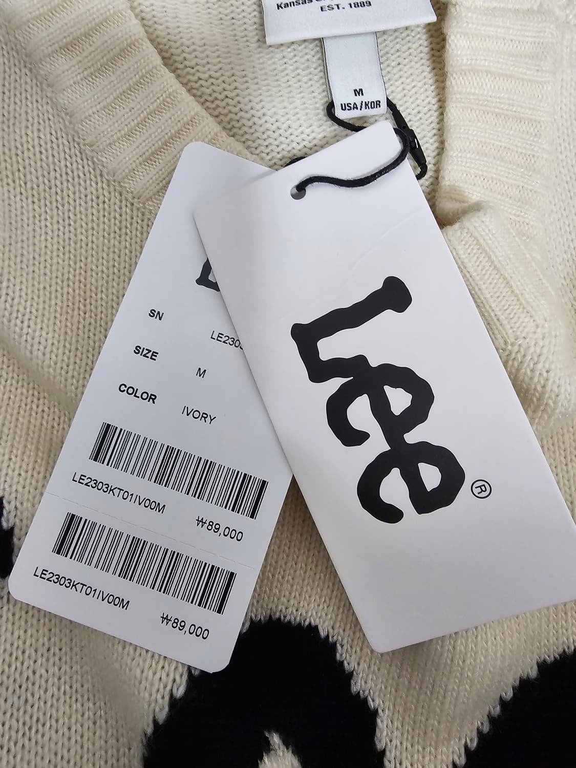 Lee 리 로고 니트 아이보리 M 새상품 상품이미지4