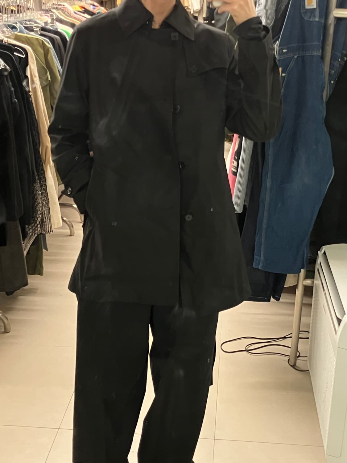 JPN VTG 블랙 트렌치 코트 L 상품이미지7