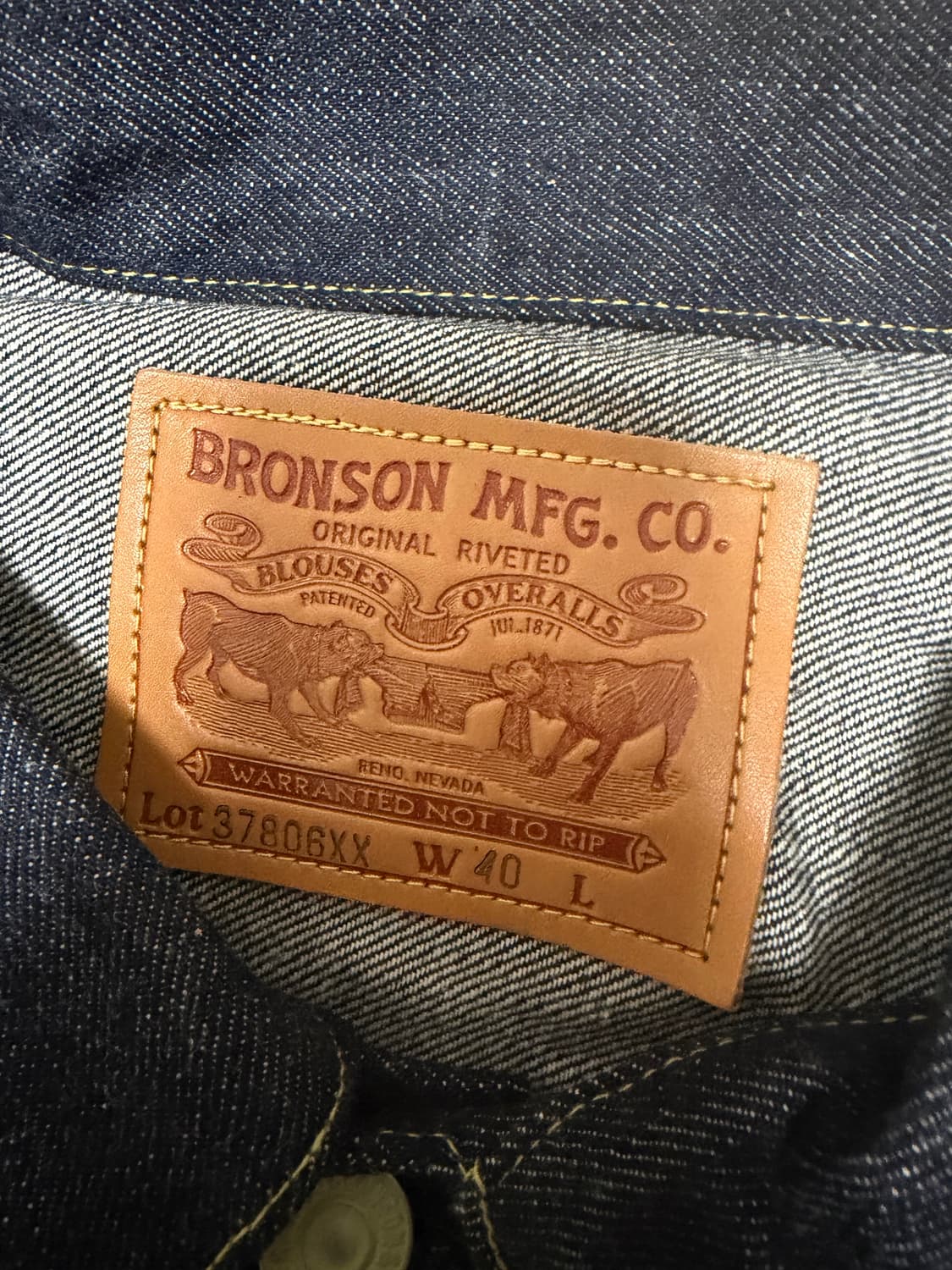 브론슨 37806xx 1세대 데님자켓 리지드 40사이즈 신품 상품이미지2