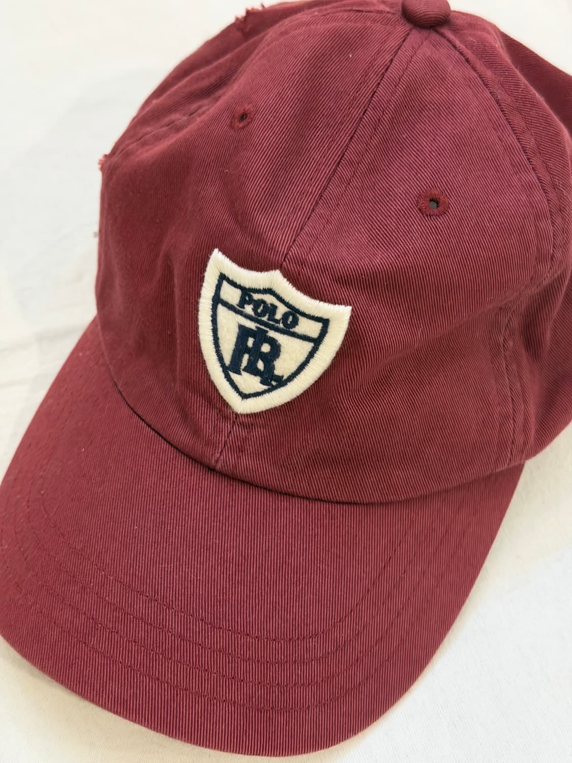 90s 폴로 랄프로렌 방패로고 패치 볼캡 버건디 상품이미지2