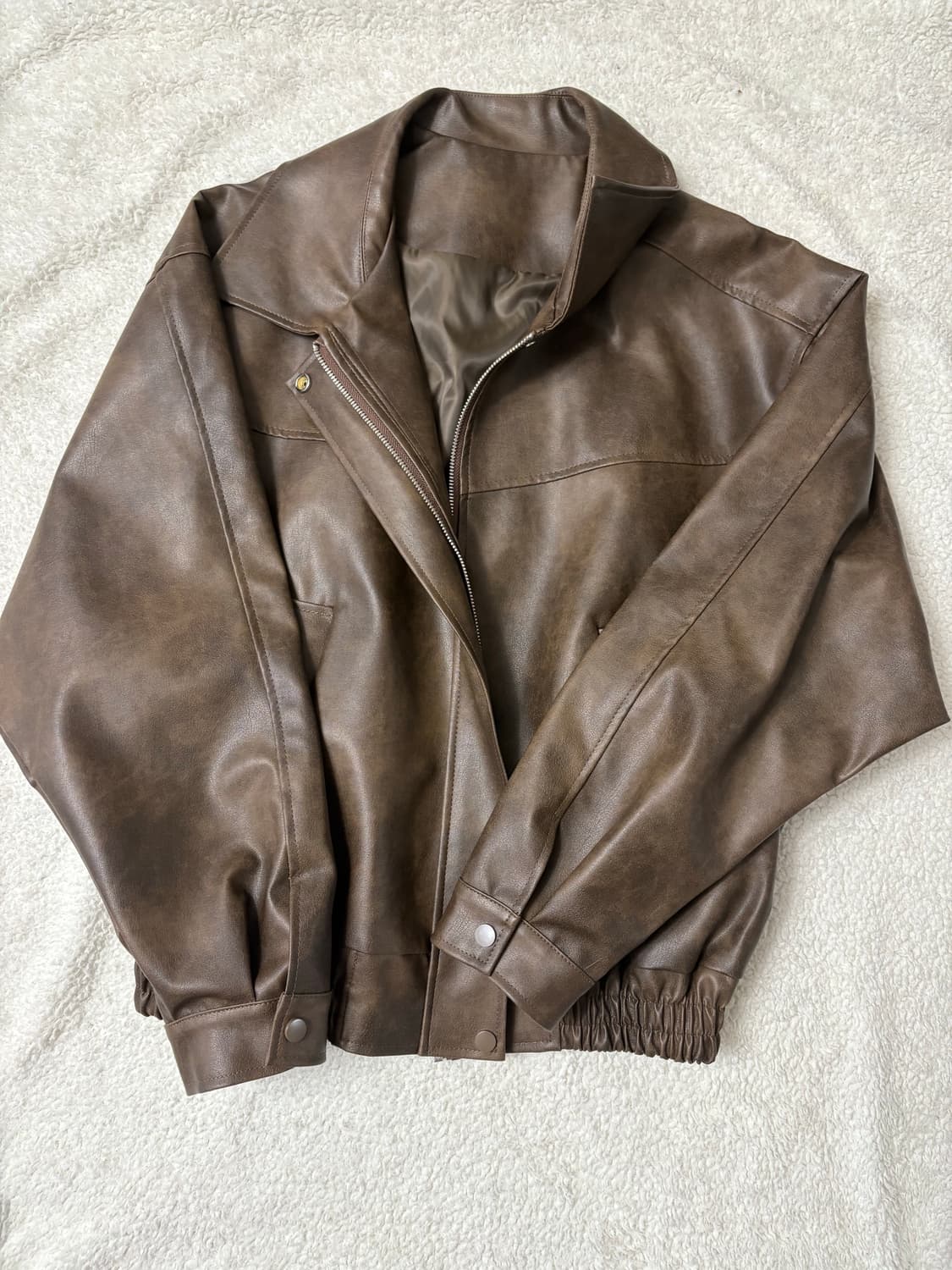 브라운 워싱 가죽자켓 상품이미지2
