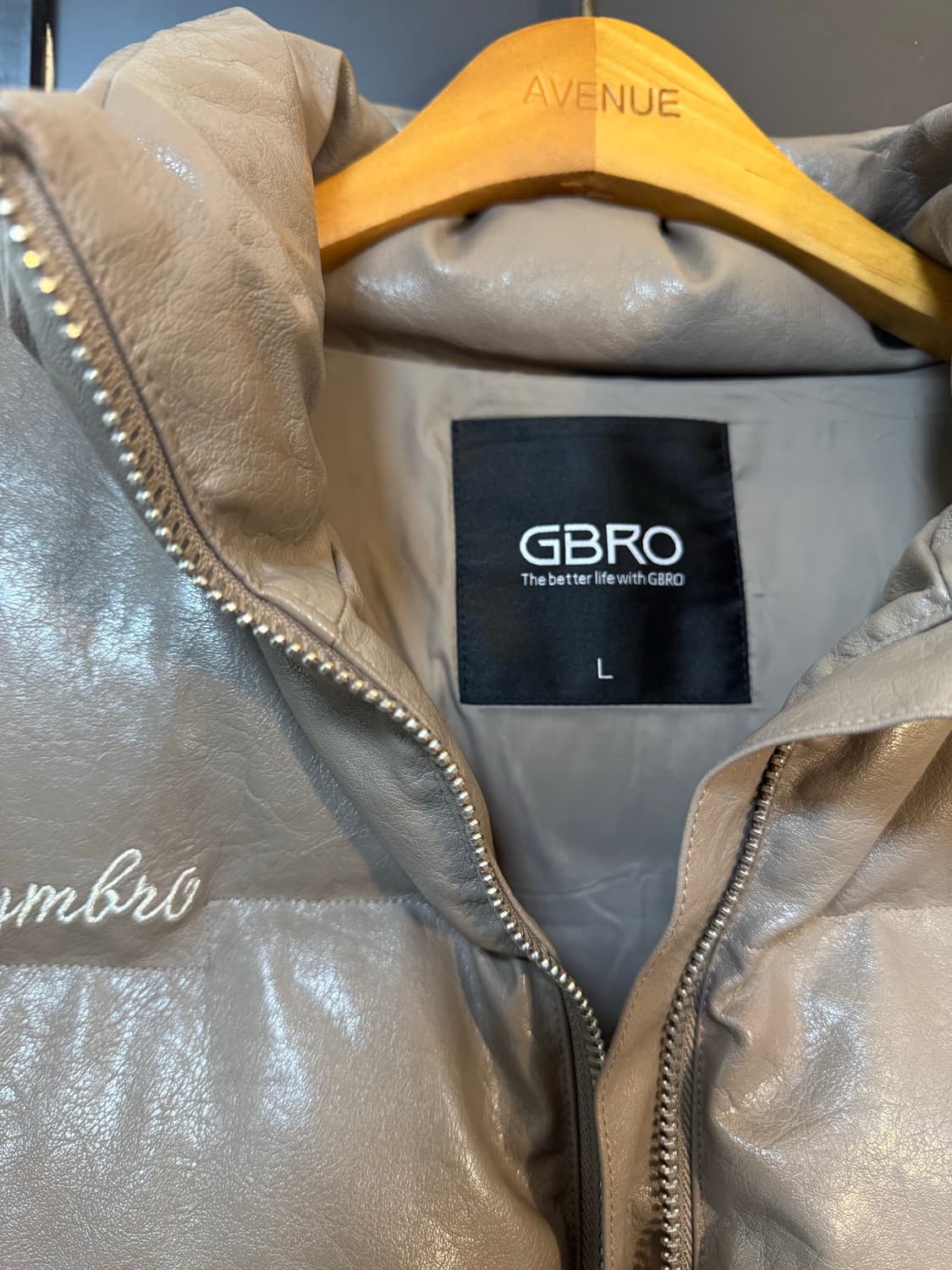 [L]짐브로 레더 베이지 패딩 상품이미지4