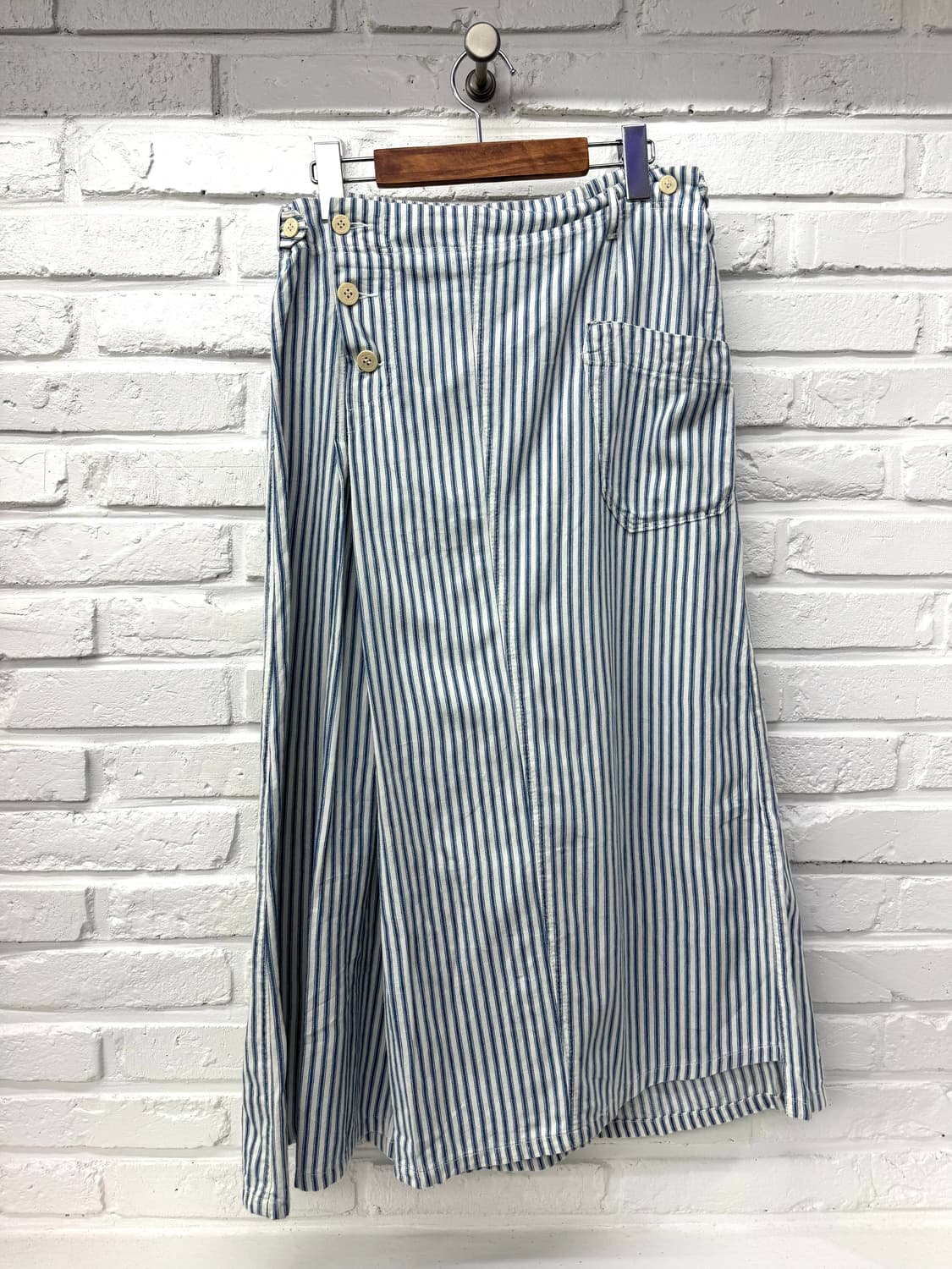 Wcloset 블루화이트 스트라이프 스커트 레이어드 팬츠 상품이미지1