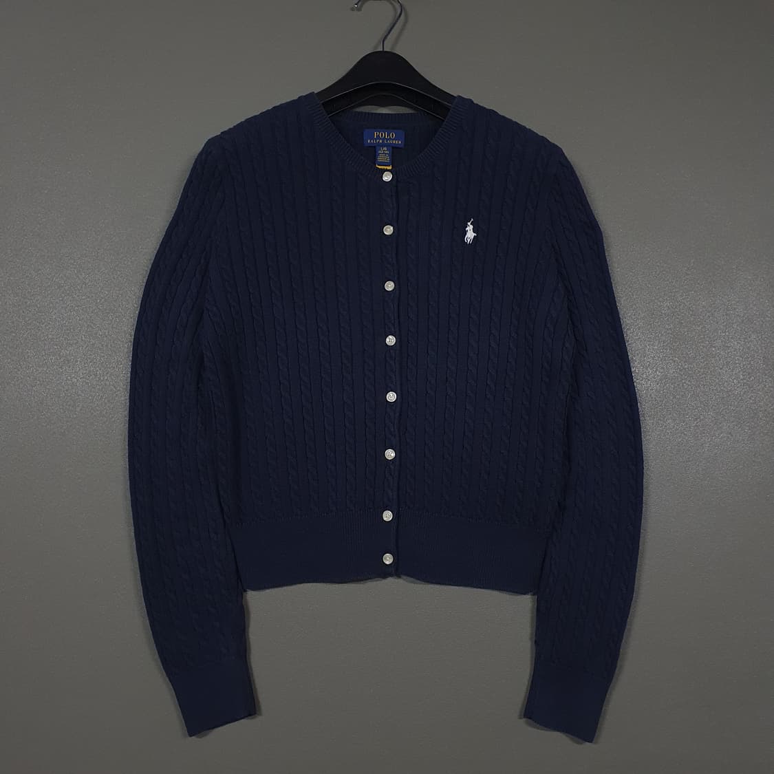 여성) 폴로 랄프로렌 신형 22FW 큐알 포니 케이블 니트 꽈배기 가디건 상품이미지2