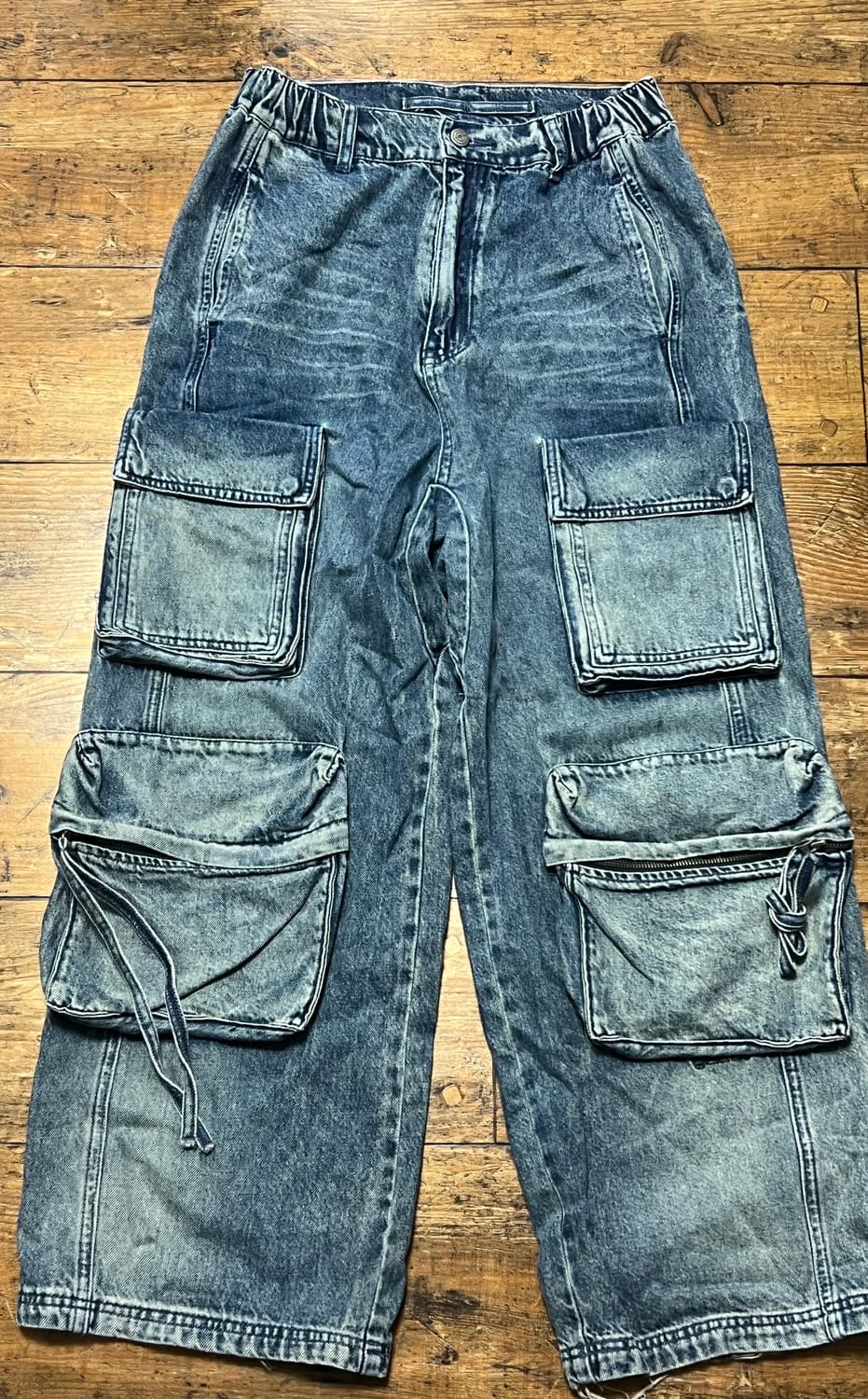 글랙 GP077 파우치 멀티 카고 데님 팬츠 (INDIGO) S 상품이미지1