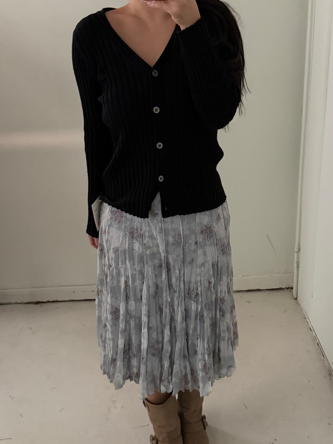 일본빈티지 울 블랙 가디건 상품이미지1