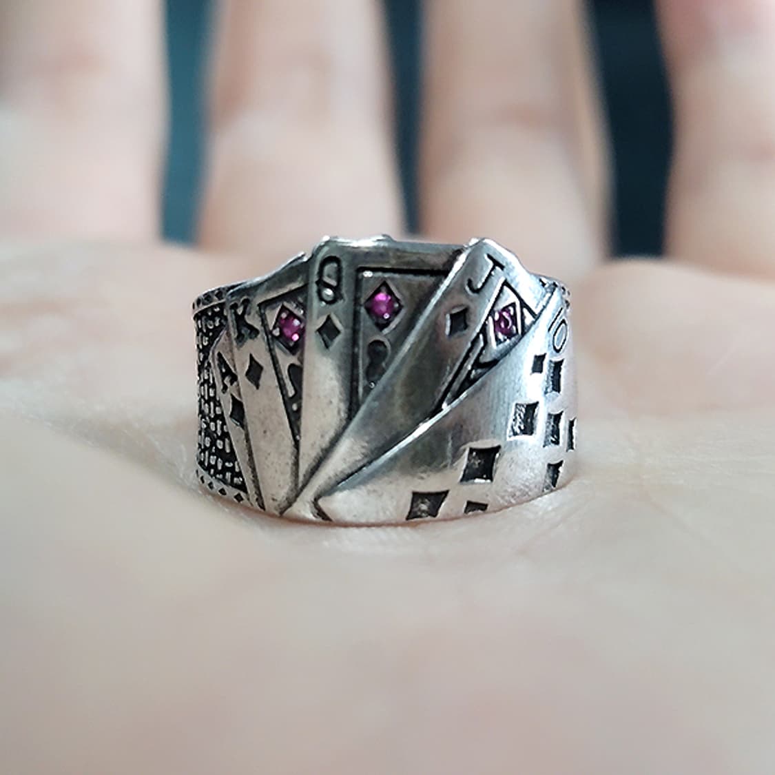 Spare 실버 남자 엔틱 빈티지 명품 킹 퀸 카드 반지 상품이미지5