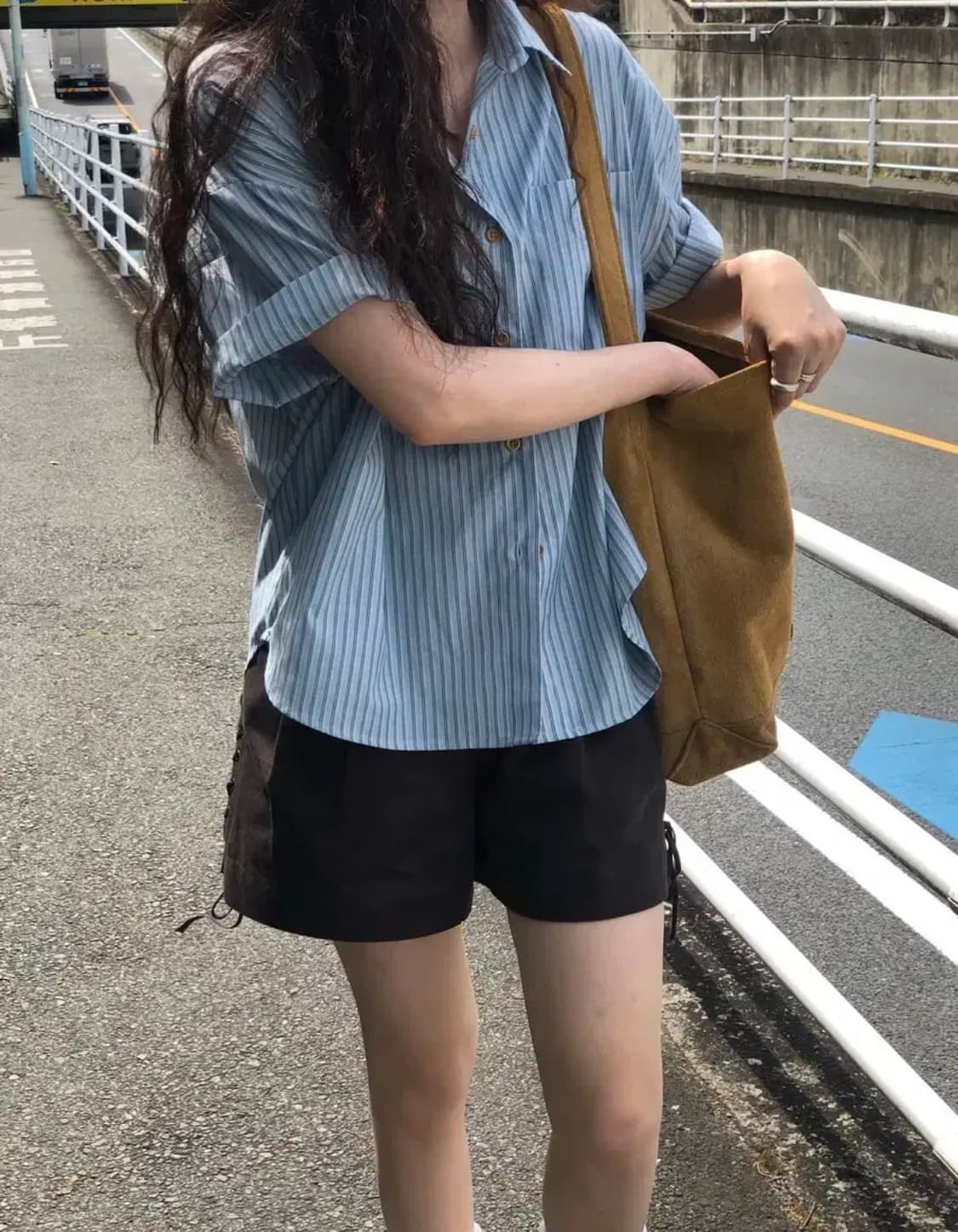 스프링콤마 제작상품 옆라인 리본끈 브라운 숏팬츠(택ㅇ) 해 상품이미지5