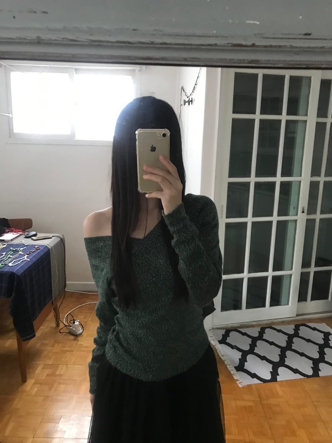 vintage green pearl knit 상품이미지1
