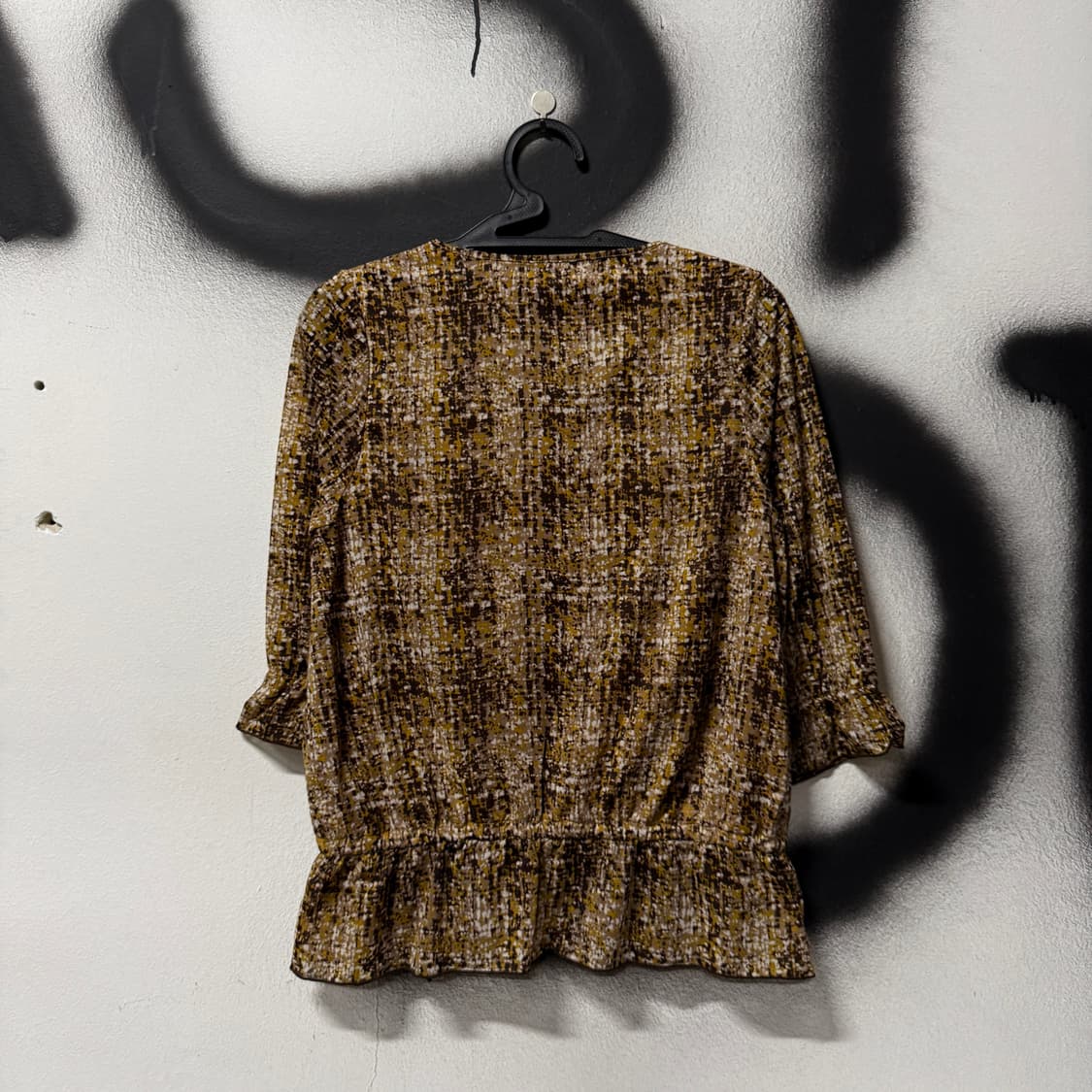 VTG 빈티지 보헤미안 에스닉 프릴 셔링 패턴 7부 소매 블라우스 상품이미지2