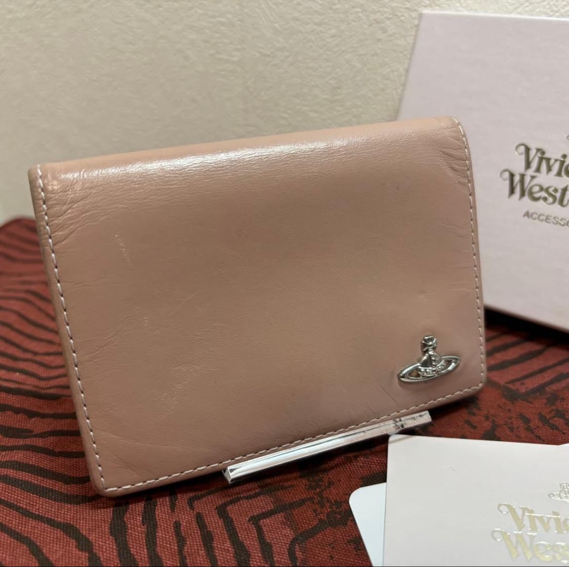 비비안웨스트우드 빈티지  water orb 카드지갑 핑크베이지 상품이미지2
