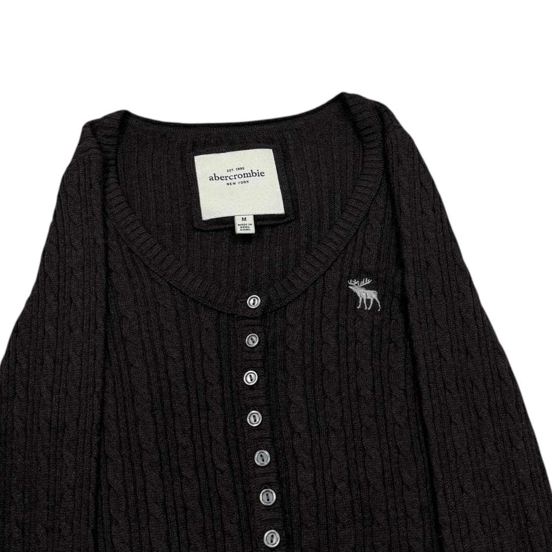 아베크롬비 빈티지 딱붙핏 브라운 Y2K 헨리넥 니트 상품이미지2