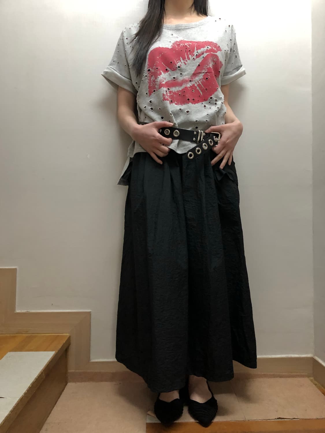 빈티지 블랙 포켓 롱 스커트 상품이미지7
