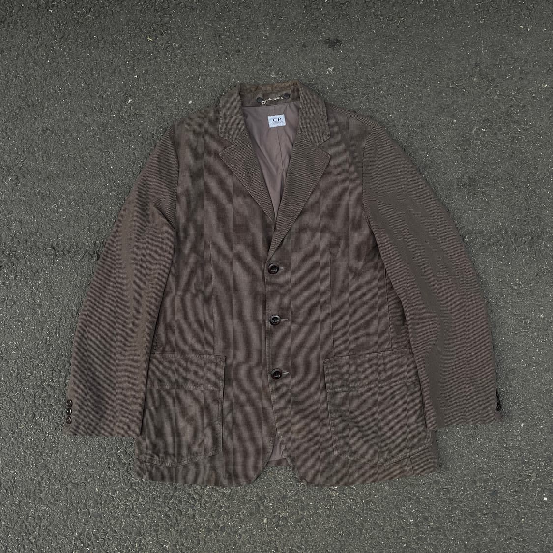00s CP 씨피컴퍼니 아카이브 올드스쿨 브라운 체크 블레이저 자켓 L 상품이미지2
