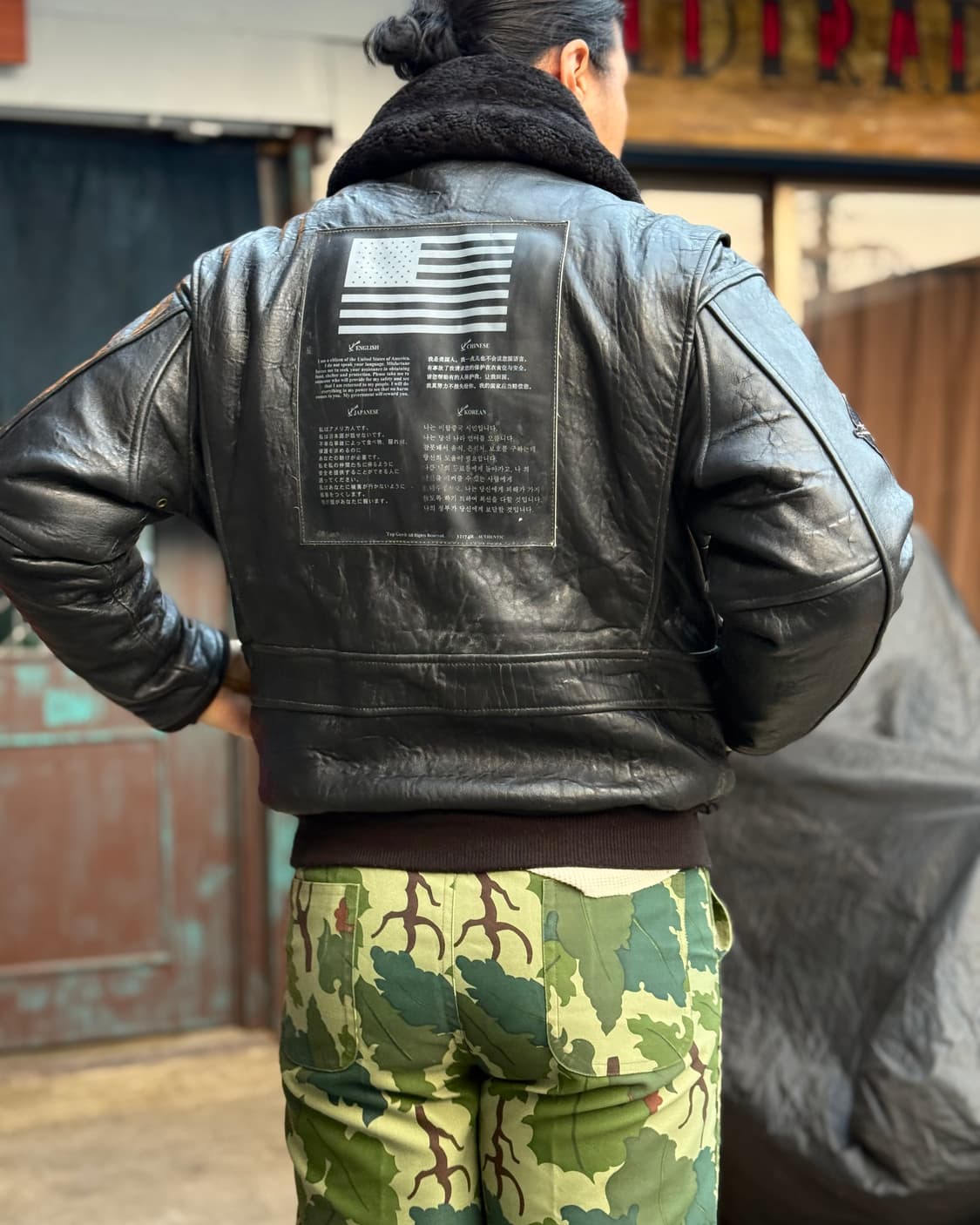 90-00‘s 탑건 G-1 레더 봄버 자켓 S 상품이미지8