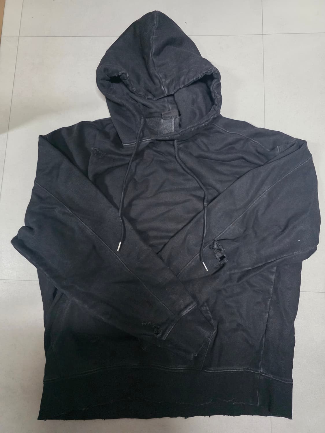 소버먼트 980G 코티드 디스트레스드 후드 다크 챠콜 L사이즈 상품이미지2