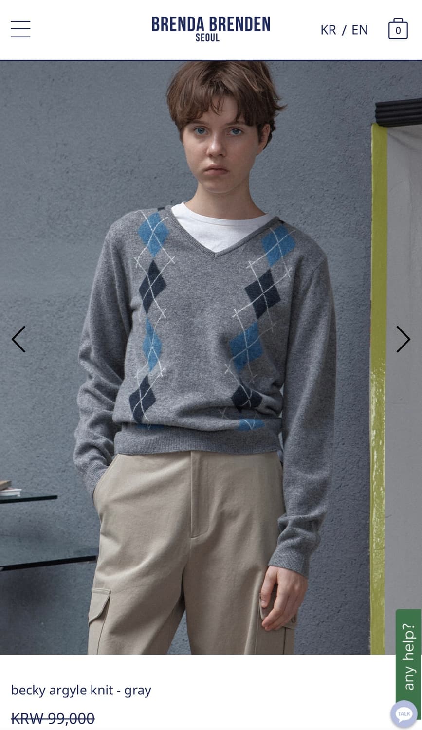 브렌다브렌든서울 아가일 니트 그레이 새제품 상품이미지1