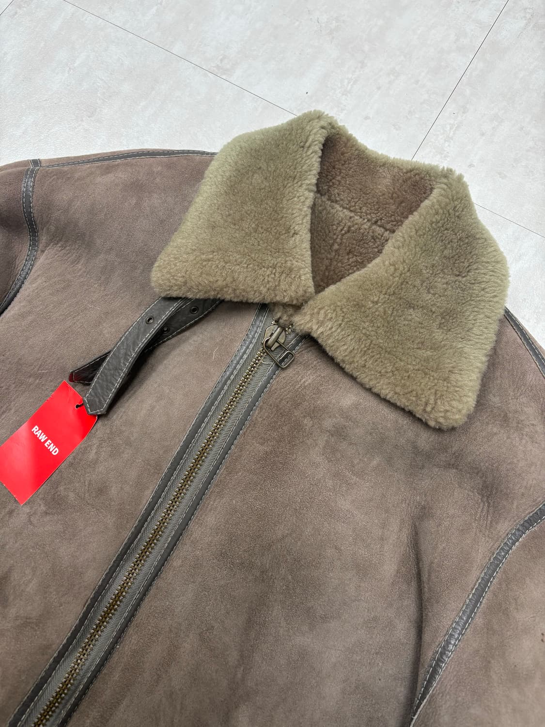 브라운 스웨이드 가죽 무스탕 #80 상품이미지3