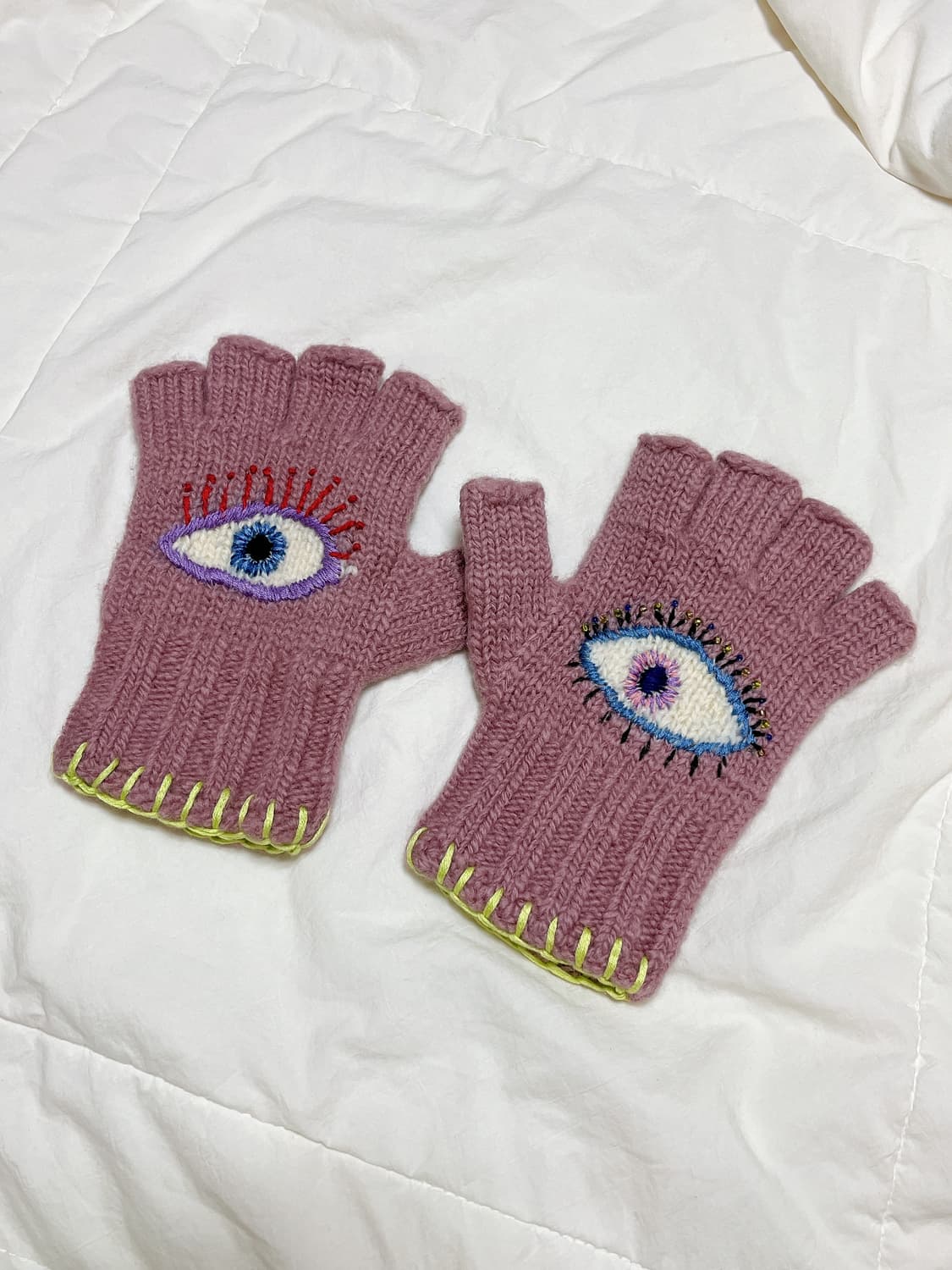 캐피탈 울 포크테일 글러브 스피크이지 자수 핑크 상품이미지1