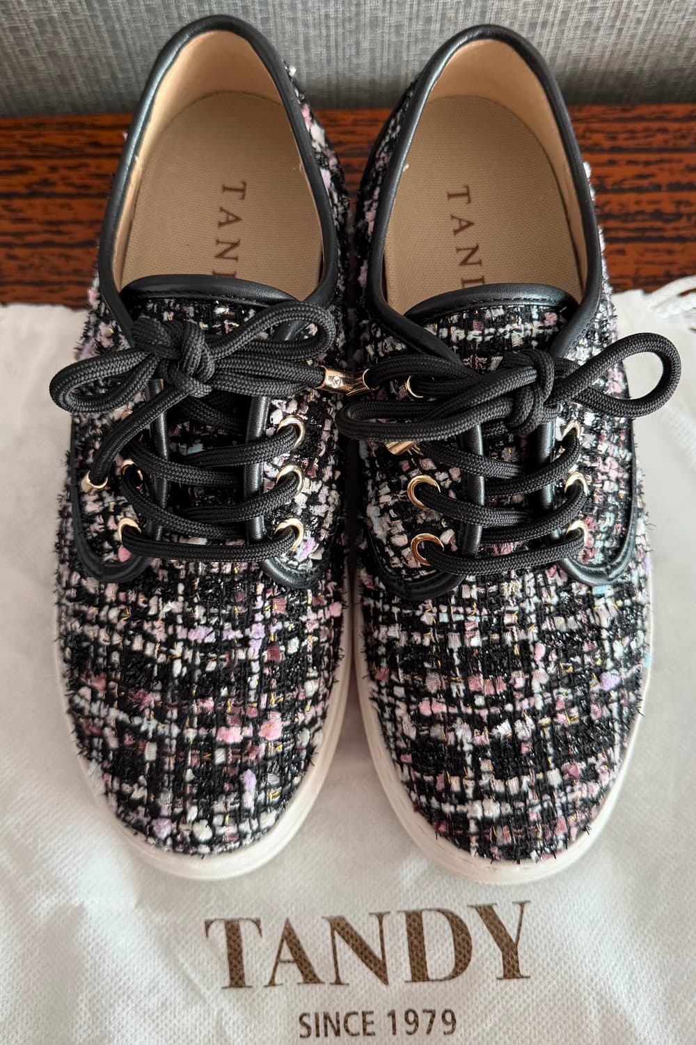 탠디 TANDY 트위드 소가죽 여성화 캐주얼 세미정장 스니커즈 운동화 상품이미지1