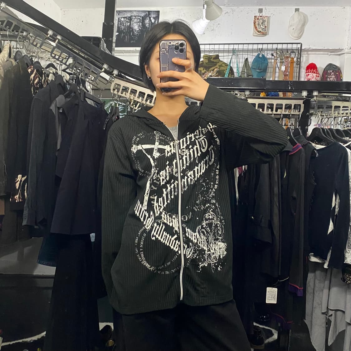 Black label 펑크 레터링 디테일 후드집업 상품이미지6