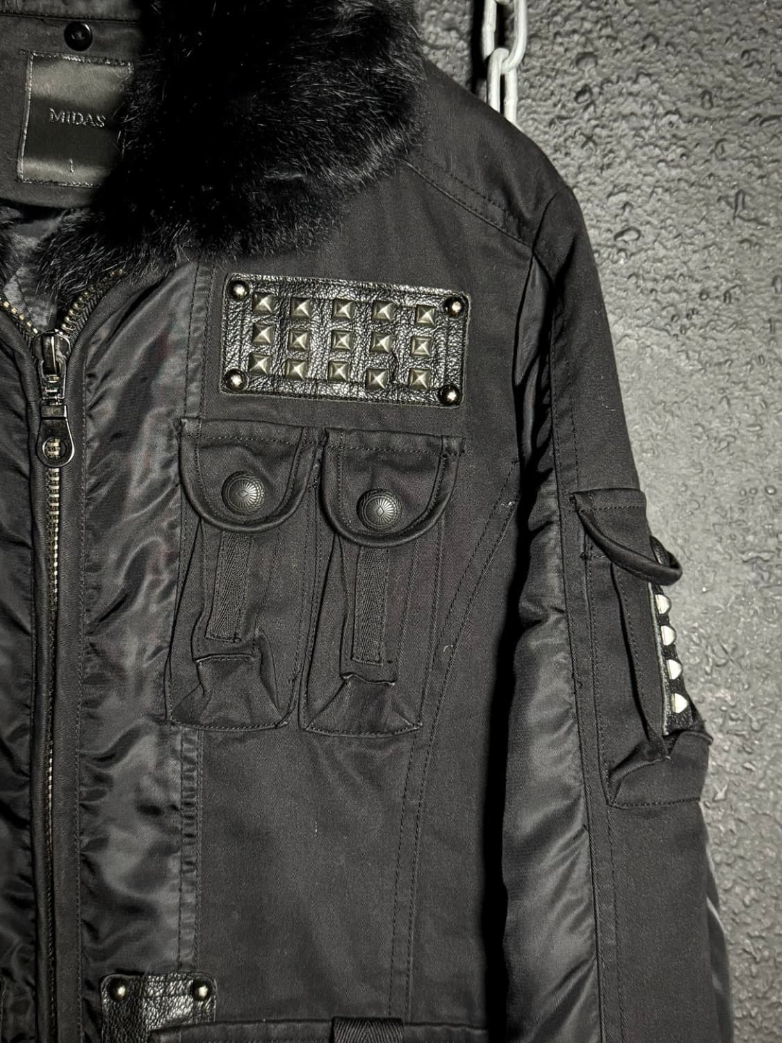 MIDAS  Black Fur Military Jacket 상품이미지3