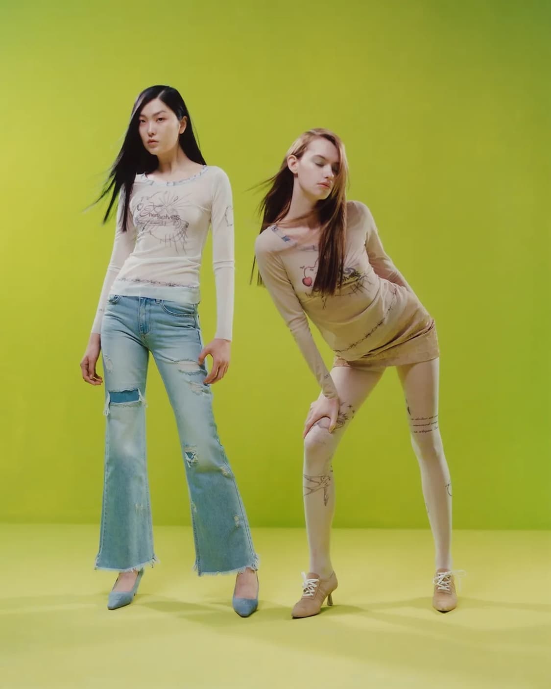 2000아카이브 더오픈프로덕트 메쉬 프린팅 탑 단종템 상품이미지2