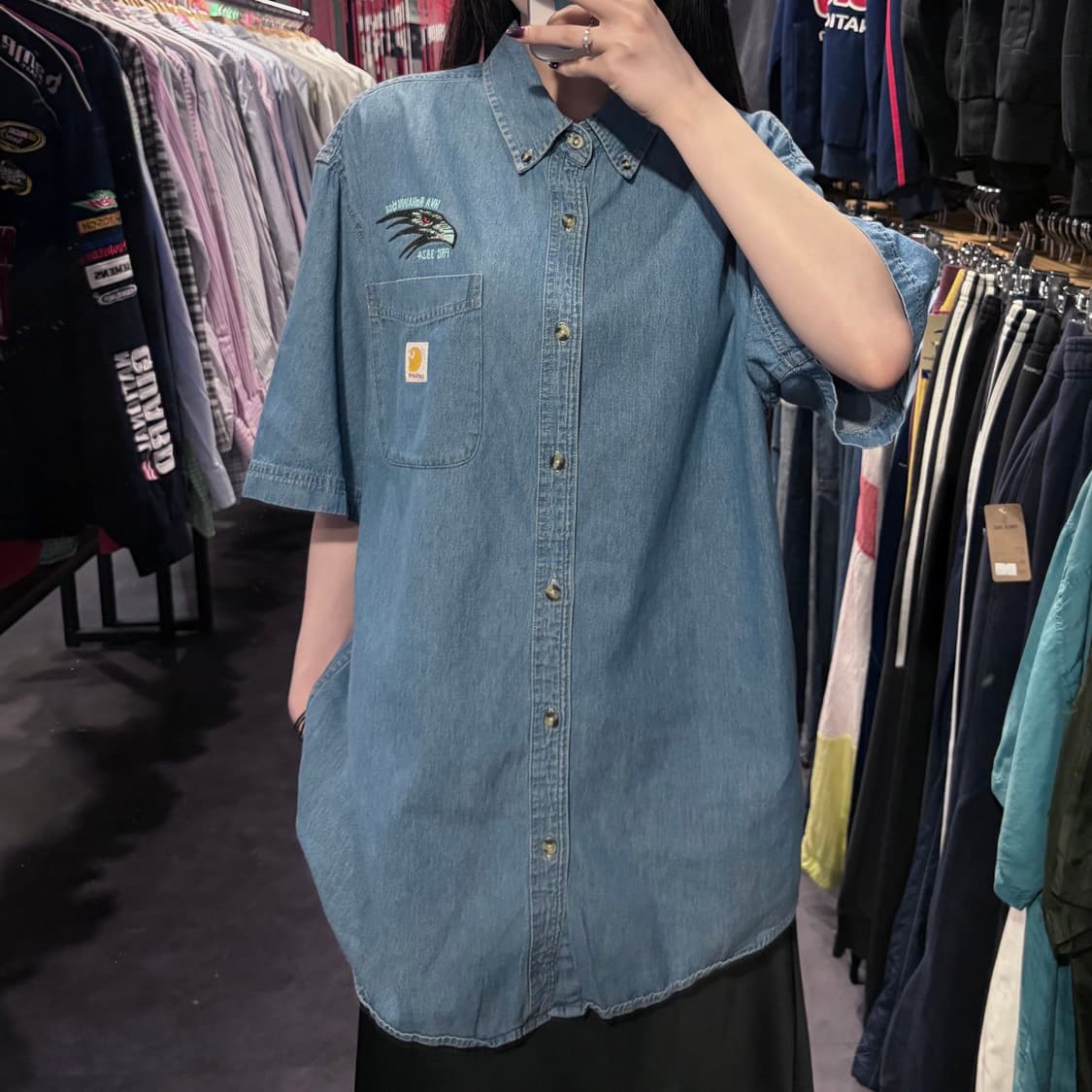  [IM] Carhartt 칼하트 데님 반팔 셔츠 중청 상품이미지2