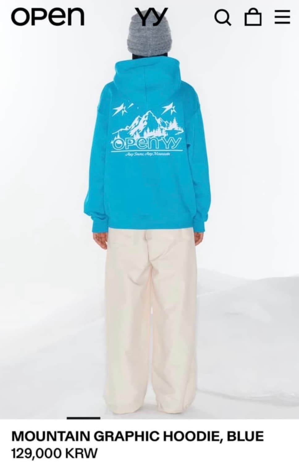 OPEN YY 마운틴 그래픽 후드 블루 상품이미지4