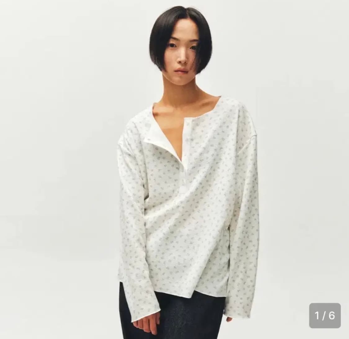 플리즈프로젝트 와플 헨리넥 티셔츠 롱슬리브 플라워 상품이미지4