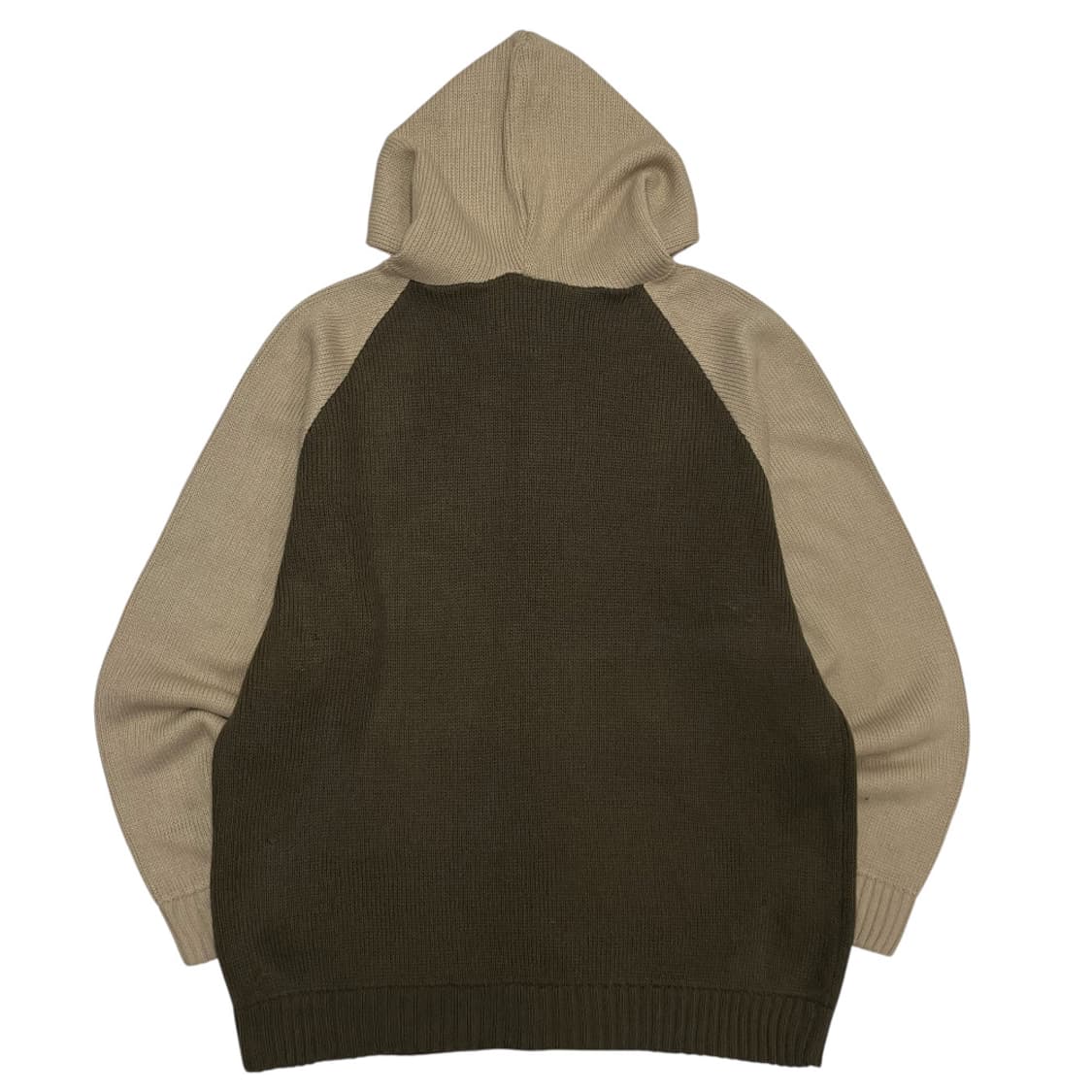 나이키 90's 베이지 배색 딥카키 후드 니트집업 L 상품이미지3