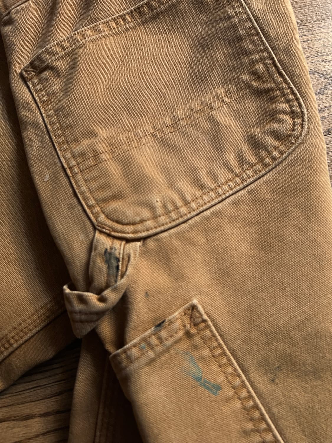 [32]칼하트 USA 덩가리핏 빈티지 페인팅 브라운 싱글니 워크 팬츠 상품이미지7