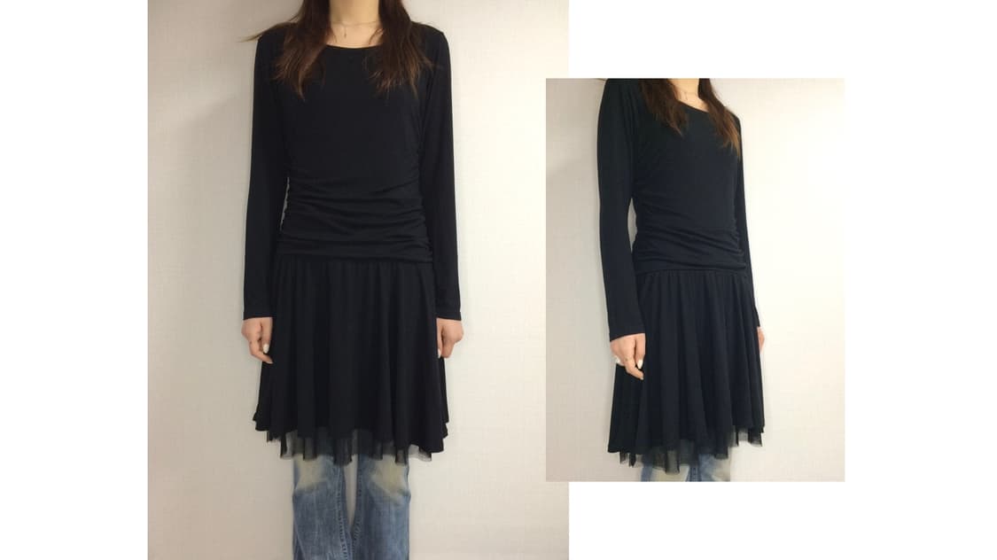 빈티지 블랙 셔링 레이스 레이어드 원피스 상품이미지1