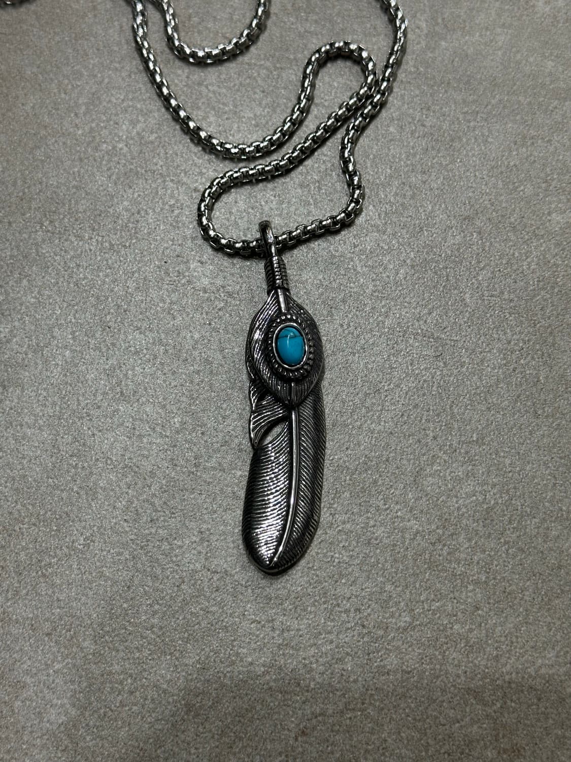 Blue stone feather - 블루 깃털 목걸이 상품이미지2