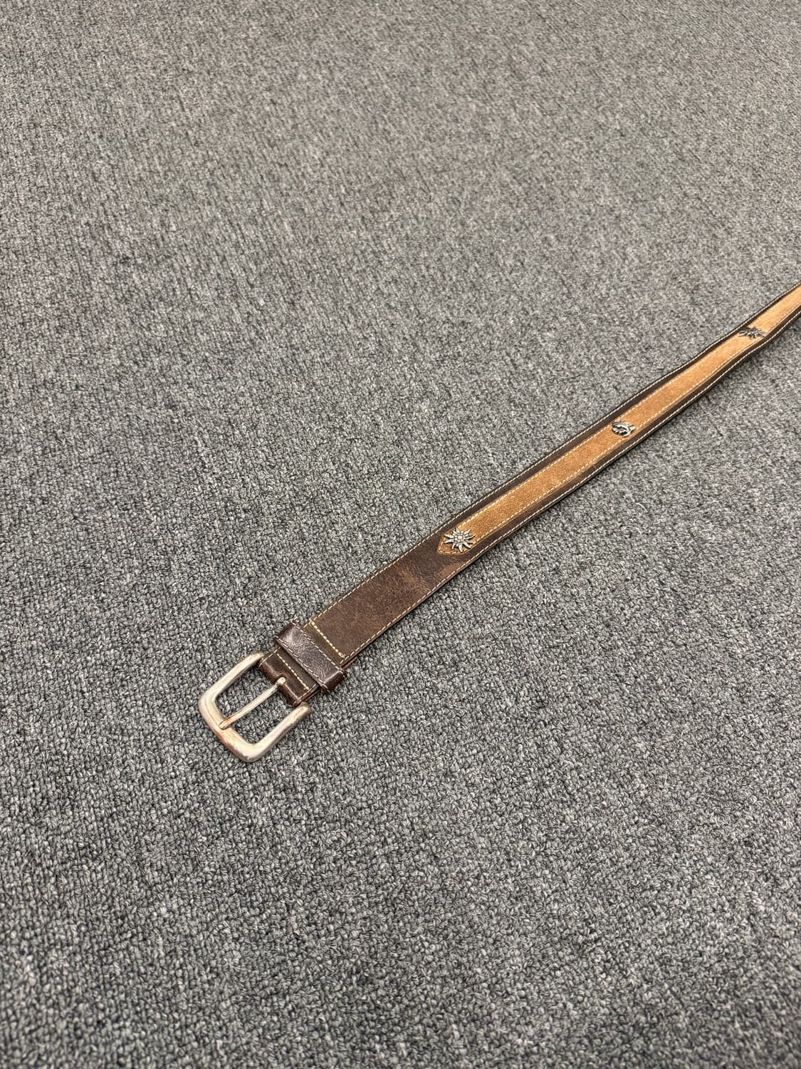 Landhaus 빈티지 바바리안 웨스턴 브라운 가죽 벨트 상품이미지2