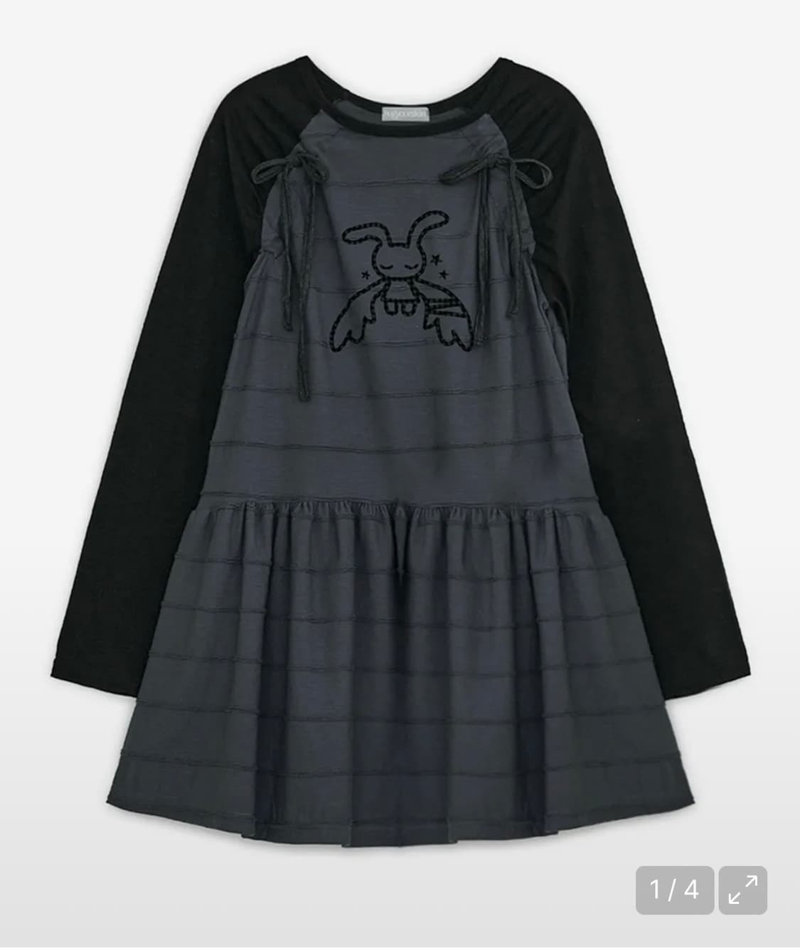 허그유어스킨 엔젤 패치 레글런 드레스 (블랙 차콜) 상품이미지1