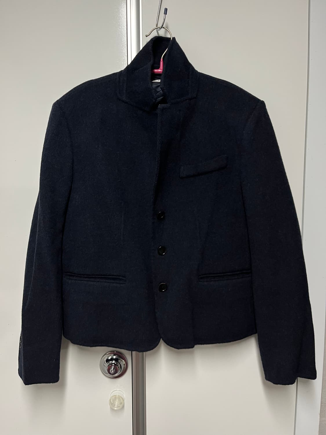 네이비 쓰리버튼 울 자켓 상품이미지1