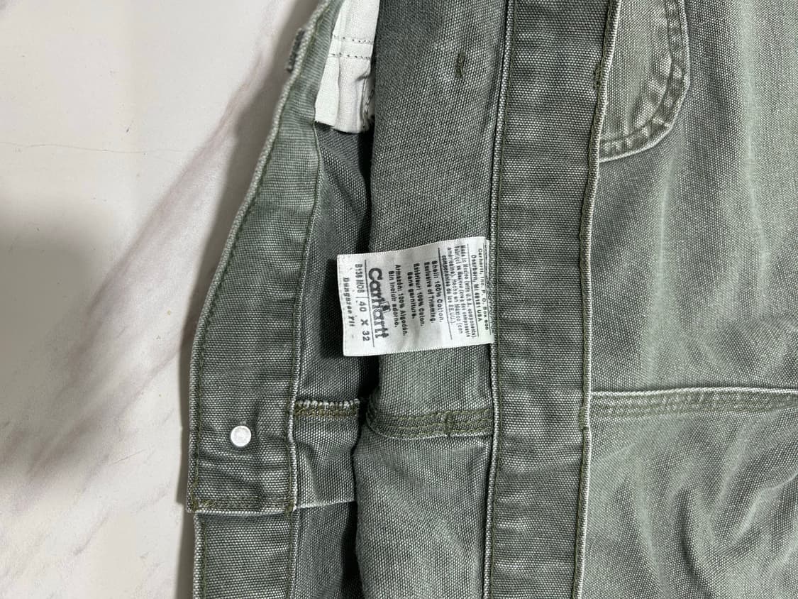 🌿 90s 칼하트 더블니 캔버스 모스그린 38x32size 상품이미지8