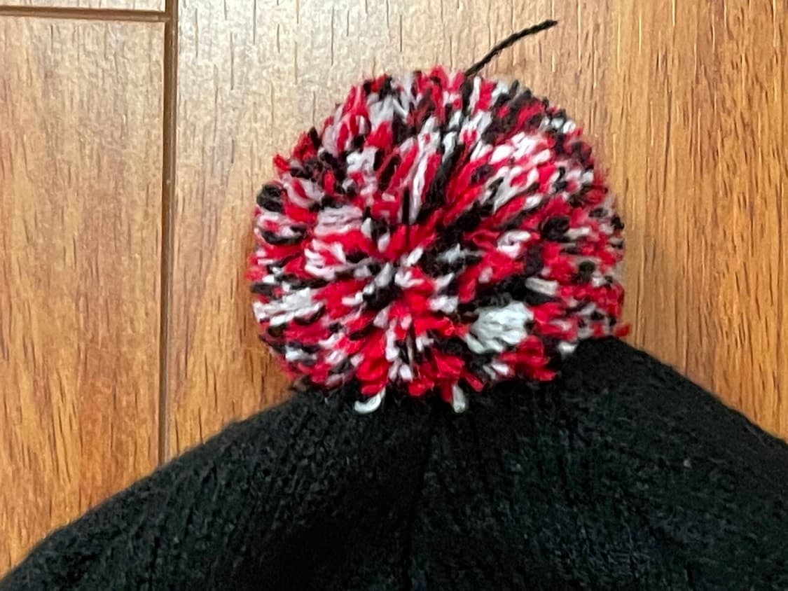 90s 빈티지 스투시 스타 패턴 폼폼 비니 블랙/레드 상품이미지2