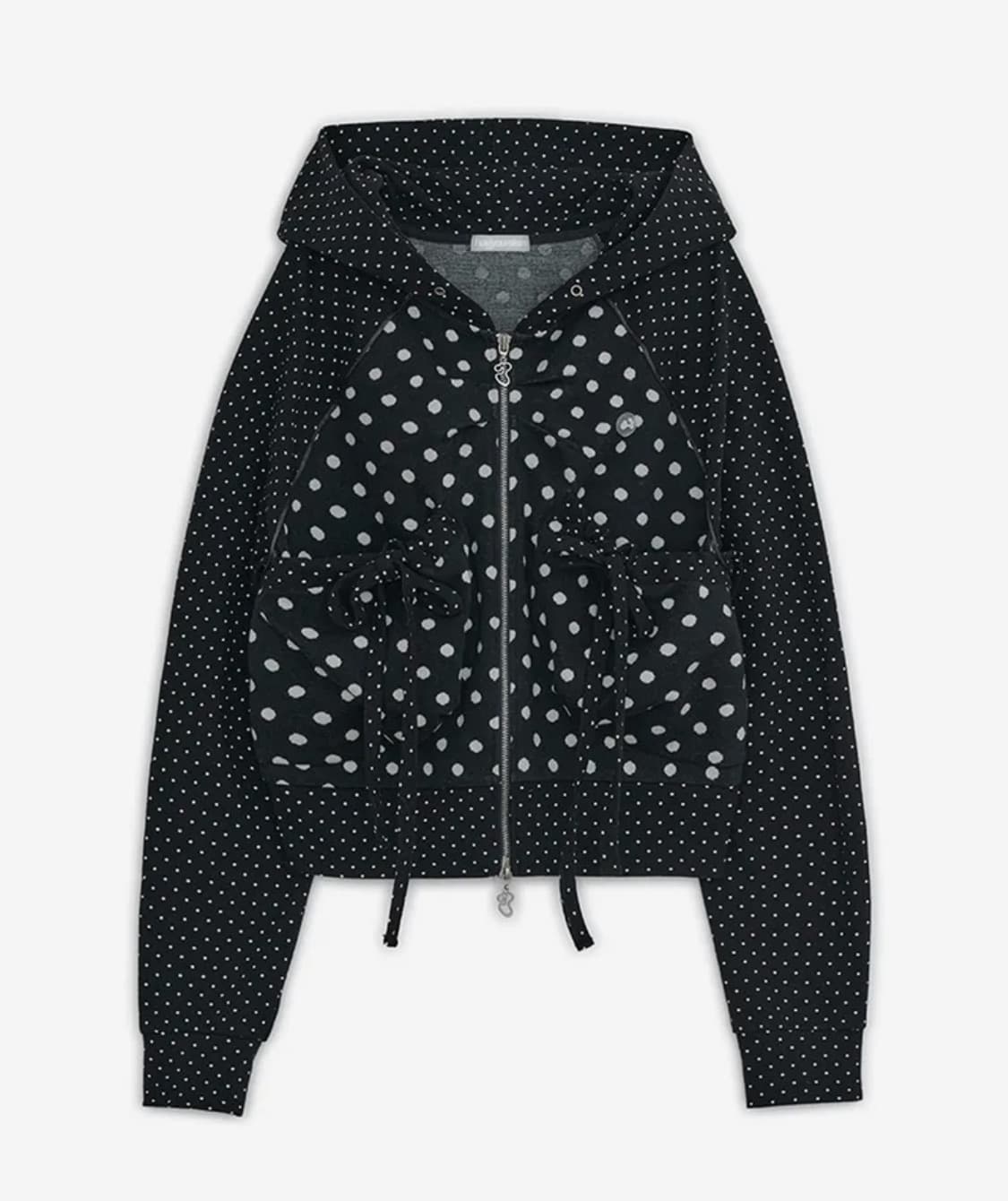 허그유어스킨 도트 빅 포켓 후드집업 (블랙) 상품이미지1