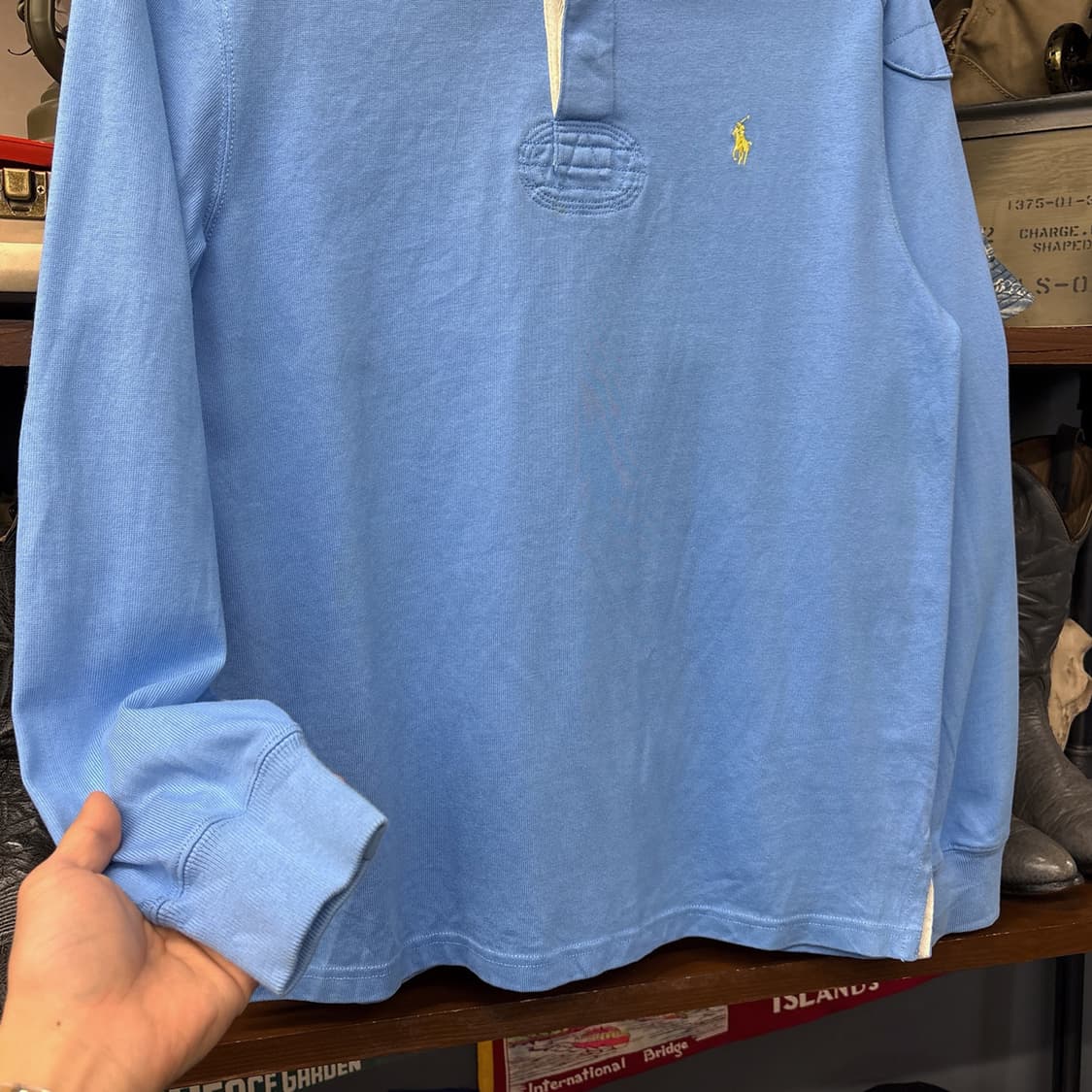90s 폴로 랄프로렌 클래식 롱슬리브 럭비셔츠 스카이블루 N808 상품이미지4