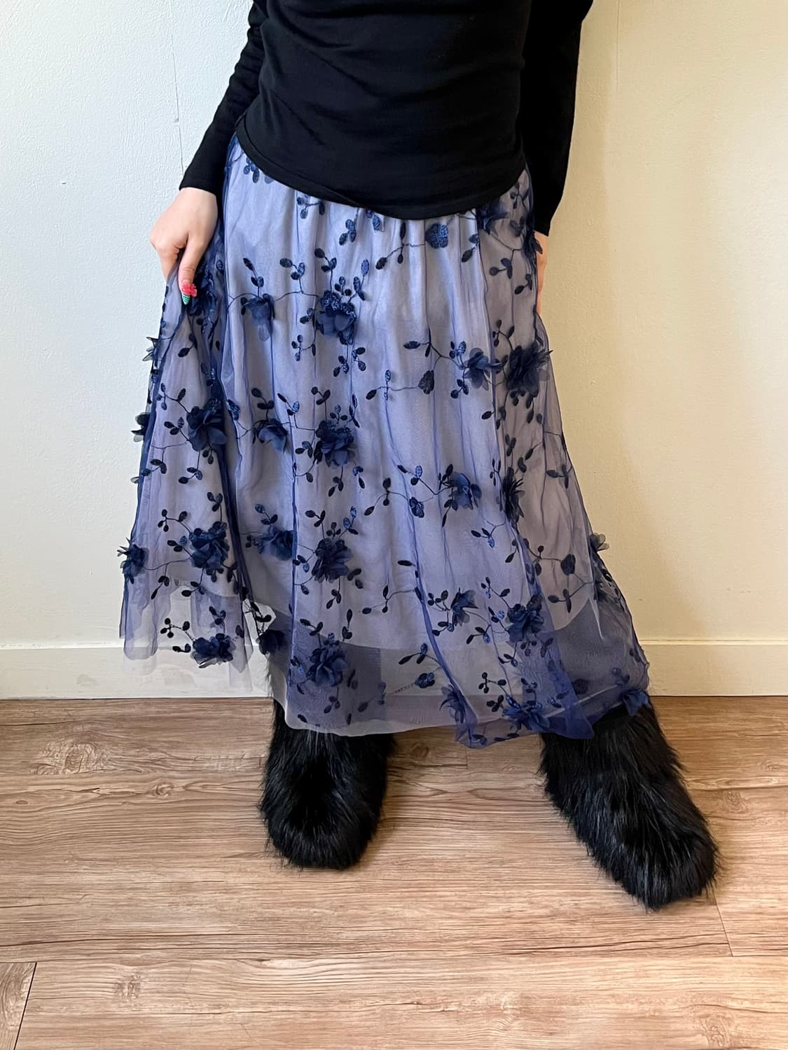 japan vtg 레이어드 플라워 스커트 상품이미지4