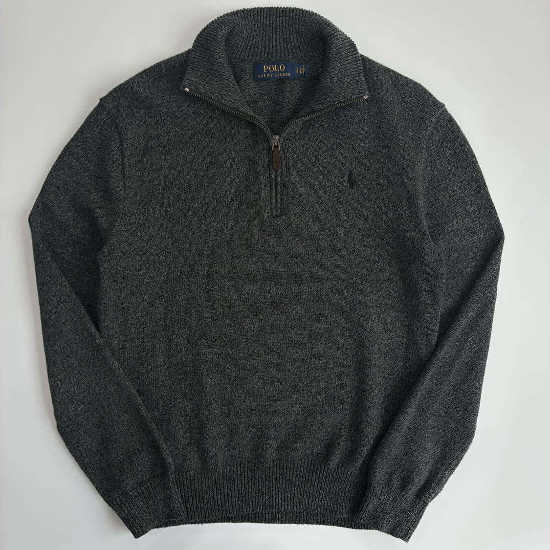 Polo  폴로 랄프로렌 자수 코튼 차콜 반집업 니트  상품이미지1