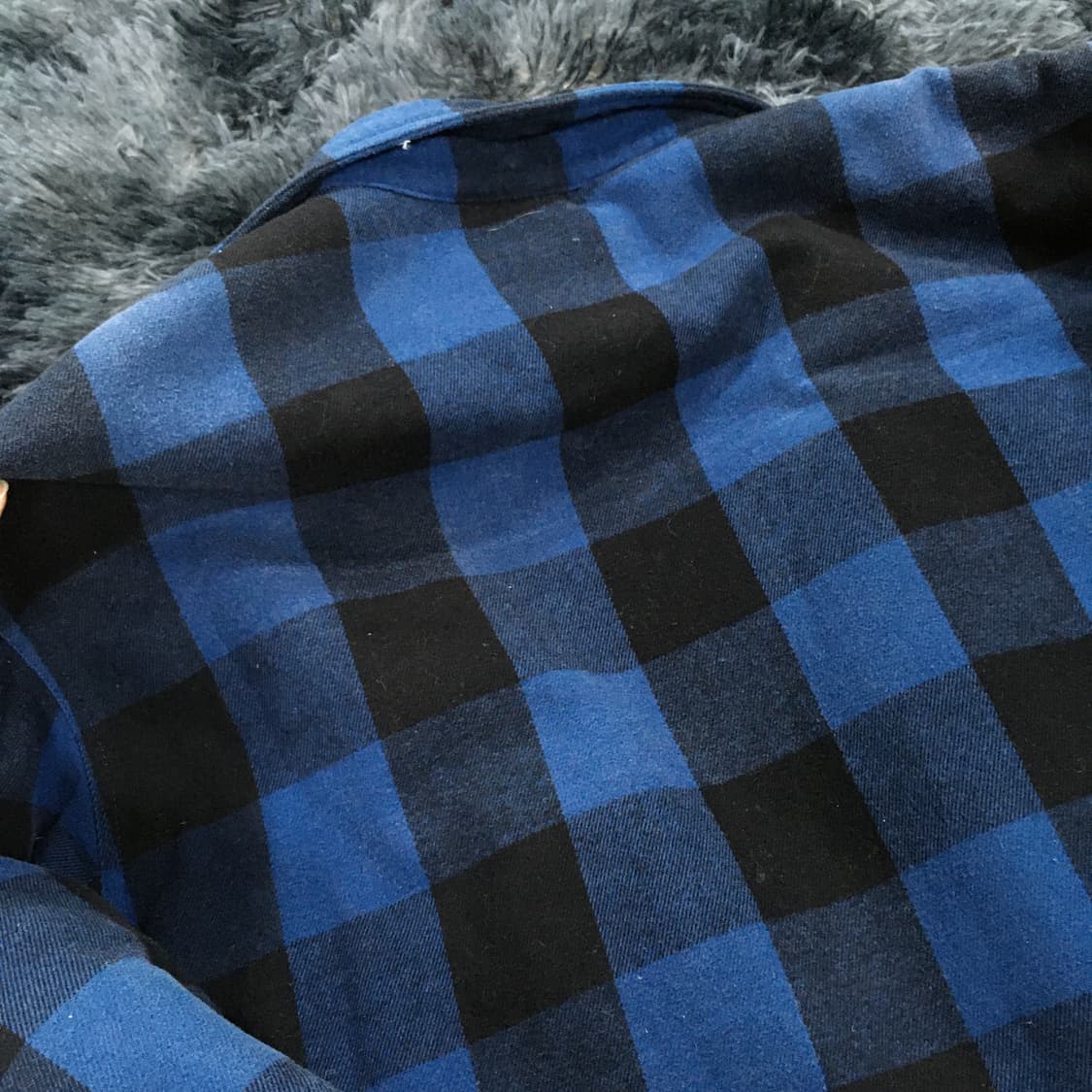 투티/0325 디키즈 체크 패턴 털 자켓 블루 블랙 상품이미지9