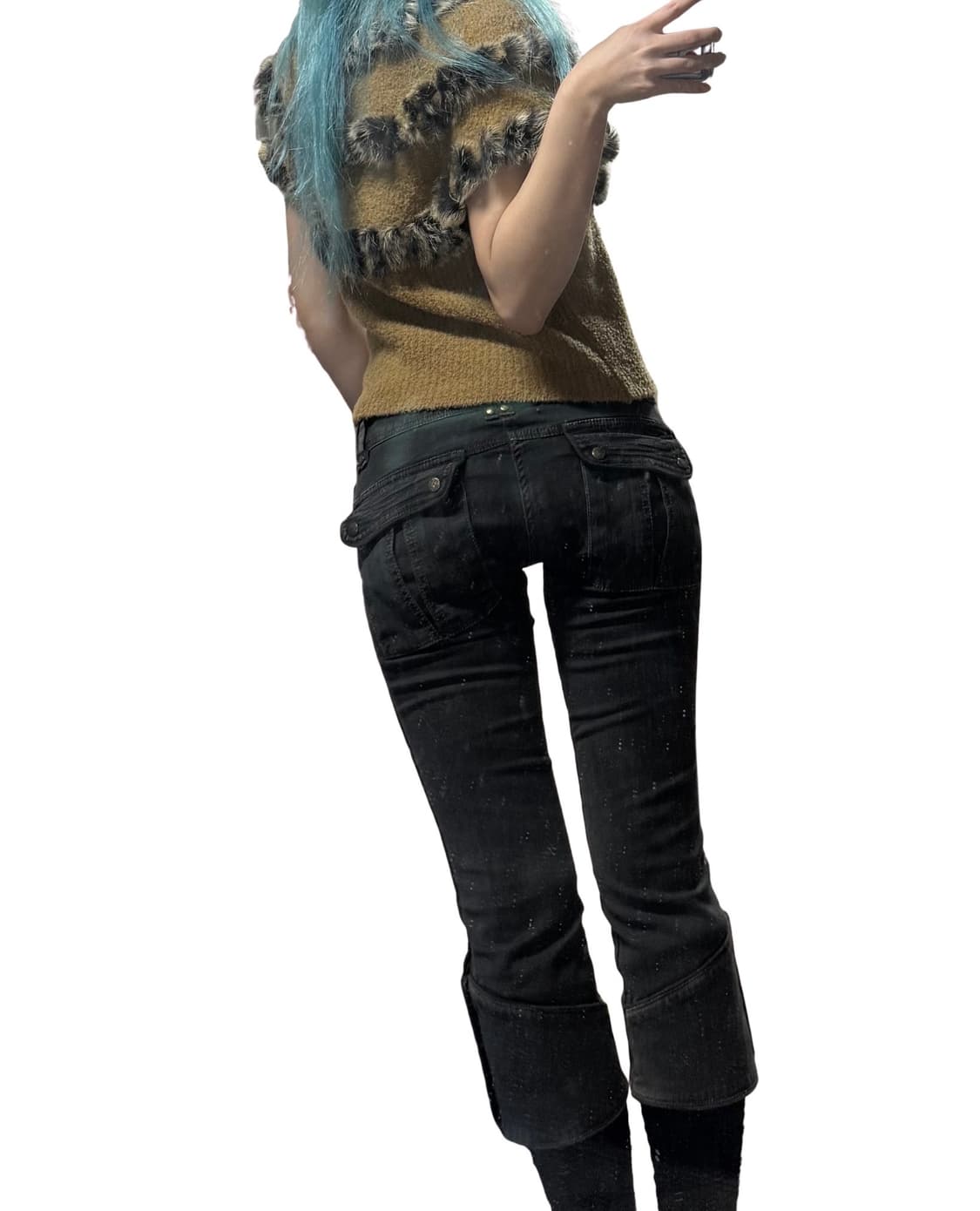 7부 흑청 데님 팬츠 상품이미지2