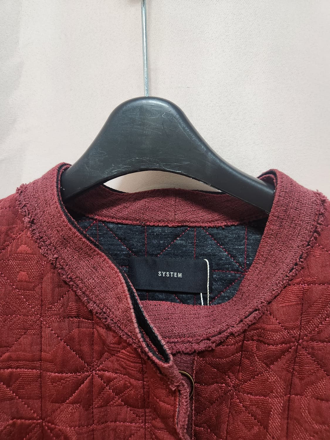 시스템 퀼팅 패턴 자켓 와인 상품이미지3