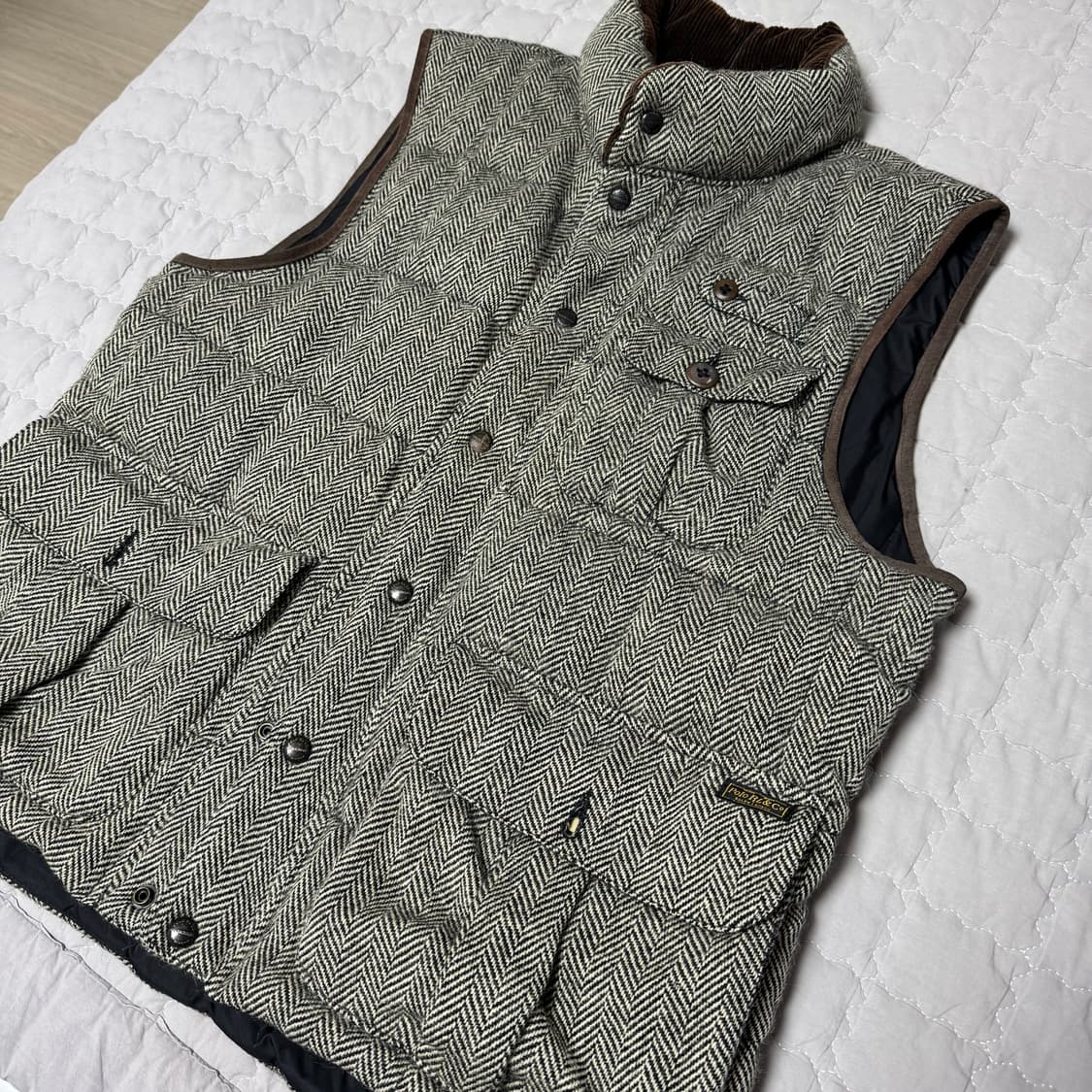 폴로 랄프로렌 울 알파카 헤링본 트위드 다운 베스트 L 상품이미지2